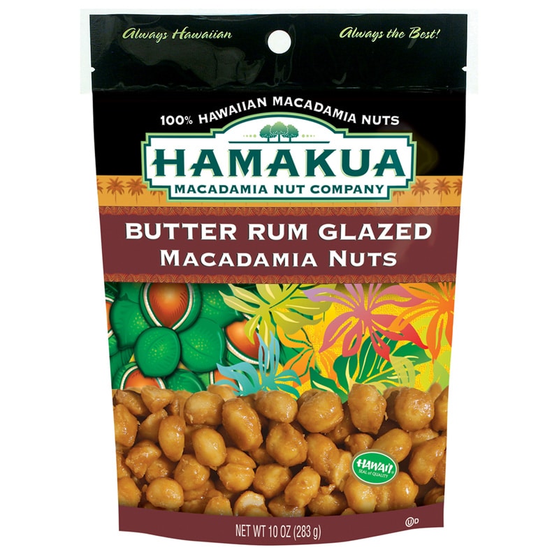 Butter Rum Glazed Macadamia Nuts